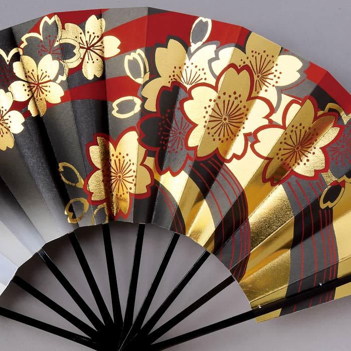 舞扇子 桜 黒 赤 金 日本製 日本舞踊 扇子箱付 (g撰288) 舞扇 舞扇子 桜 黒 赤 金 日本製 日本舞踊 扇子箱付 (g撰288) 舞扇