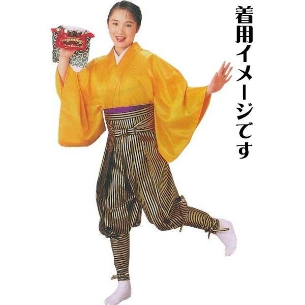 たっつけ袴 金 黒 箔押 縞 南京玉すだれ 手古舞 袴 （s策8708） 仕立 