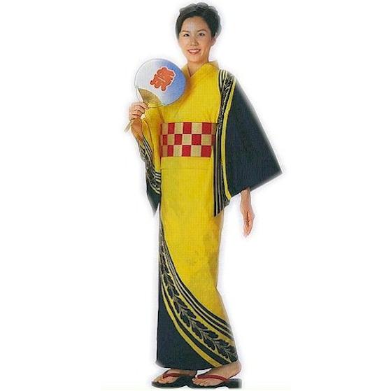 浴衣 反物 黄色 紺 藤 メンズ レディース 絵羽 ゆかた 祭 （s星2152
