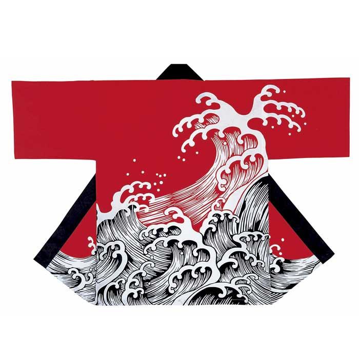 法被 半纏 赤 波 はっぴ ハッピ 祭 (o杉7518) よさこい 衣装 祭り 