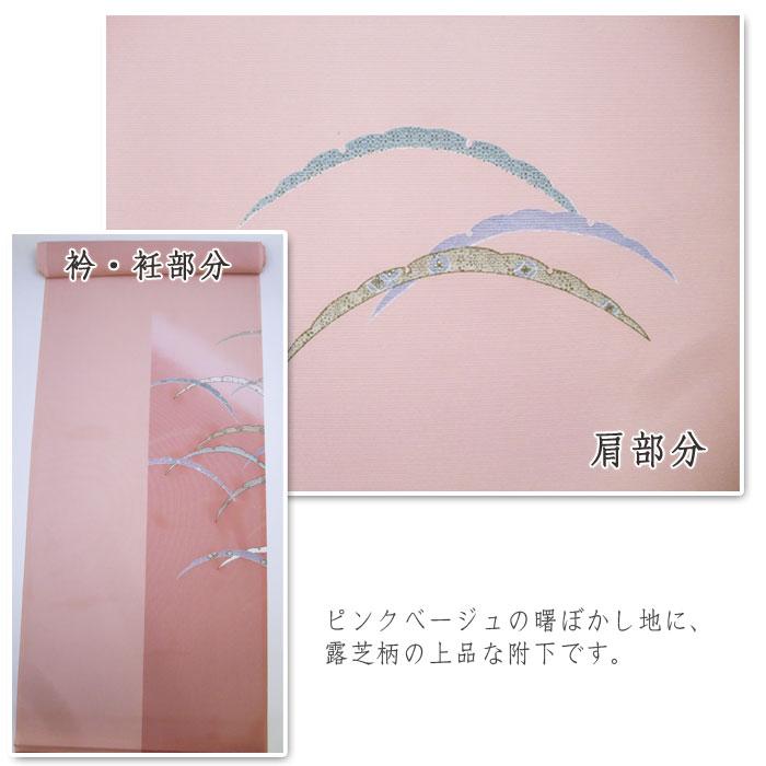 絵羽 絽 附下 反物 付下げ 曙色ぼかし地 露芝 夏物 なつ きもの 薄物 夏 小紋 洗える着物 未仕立て 送料無料 ZR_2