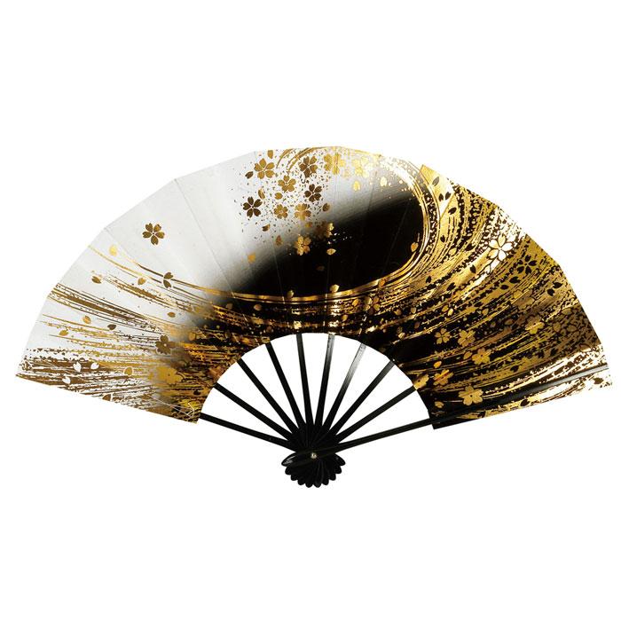 舞扇子 黒 小桜 金 刷毛目 扇子箱付 日本製 日本舞踊 （o舞2262） 舞踊