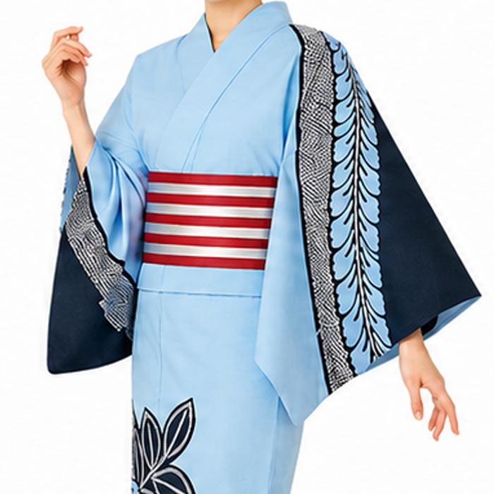 浴衣 水色 藤 レディース 絵羽 仕立上り ゆかた 祭 （s土2156） 仕立