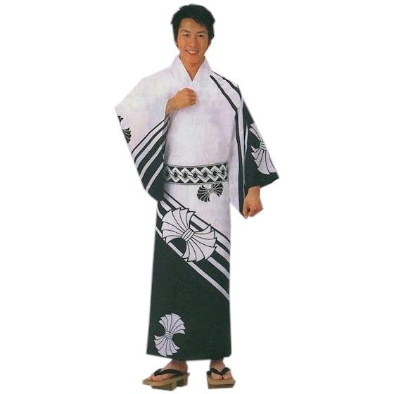 浴衣 白 熨斗 メンズ 絵羽 仕立上り ゆかた 祭 （敏9930） 仕立上がり