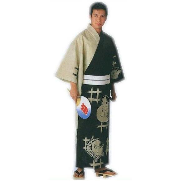 浴衣 反物 綿紬 おたふく ひょっとこ メンズ レディース 絵羽 ゆかた