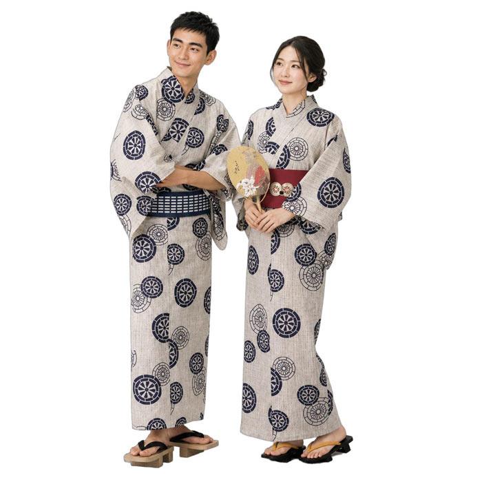 浴衣 白 源氏車 メンズ レディース 小紋 仕立上り ゆかた 祭 （s桐2327