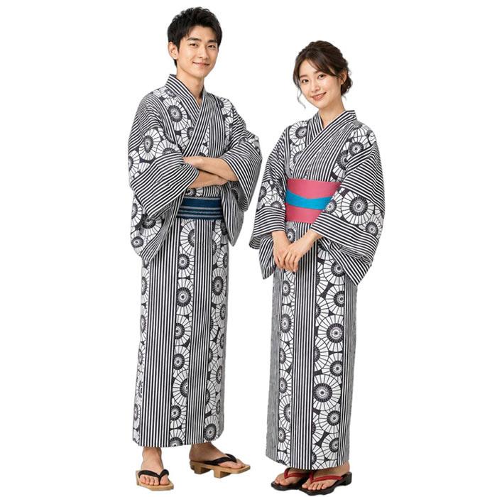 浴衣 白 縞 傘 メンズ レディース 小紋 仕立上り ゆかた 祭 （s杉2341