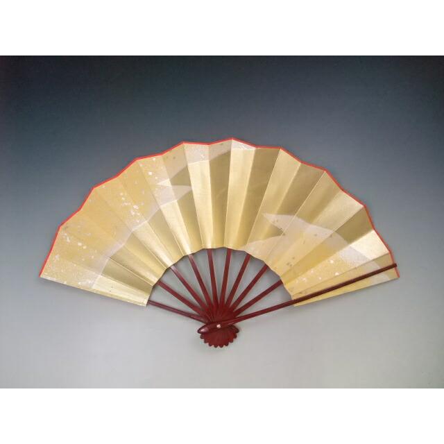 ≪メーカー在庫限り≫ 舞扇子 祝儀舞 金箔松皮 天朱 日本製 （te386
