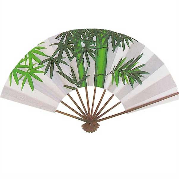 手描き 舞扇子 青竹 煤竹 スス竹骨 日本製 （te420） 9寸5分 扇子箱付