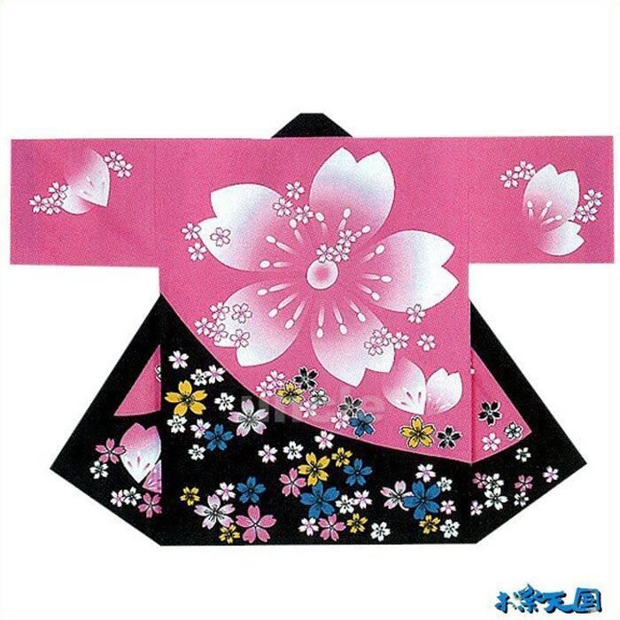 法被 半纏 ピンク 黒 桜 メンズ レディース はっぴ ハッピ 祭 k源60327