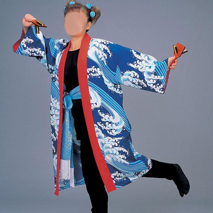 最安値挑戦 ポリエステル 長半纏 黒地 青 波 O7923 よさこい 衣装 祭り 衣裳 まつり 袢天 はっぴ はんてん お取り寄せ商品 完売 Aleefsurgical Com