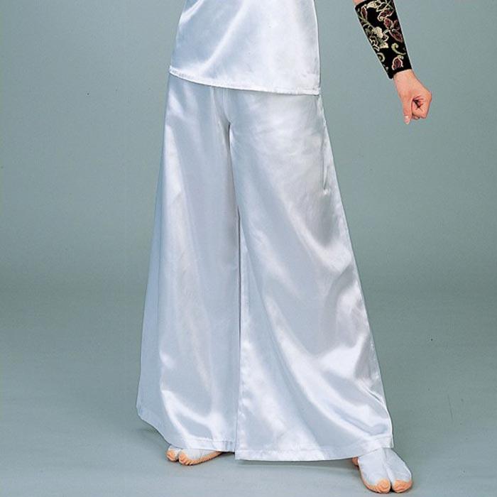 サテン ワイド パンツ 白 o膝7983 よさこい 祭り 衣装 まつり 衣裳