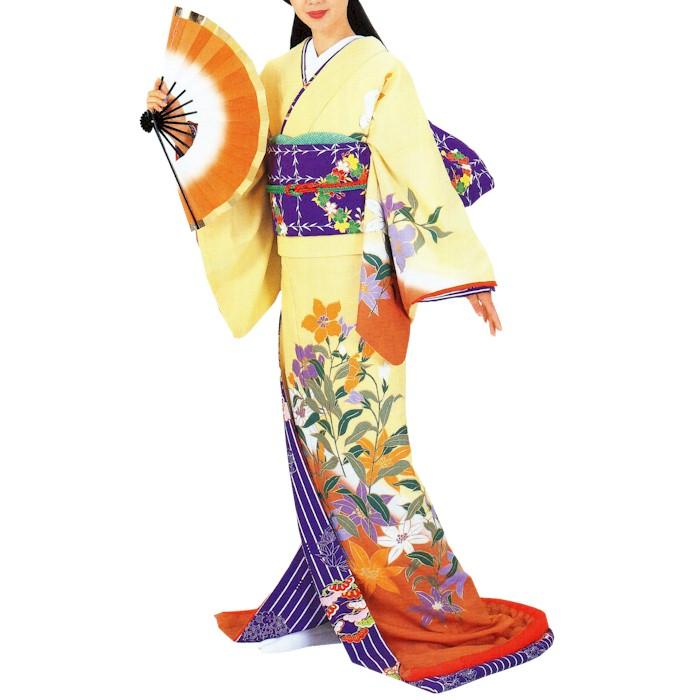 着物 クリーム 花柄 裾引き 仕立上り （s署2927 os282） 仕立上がり お