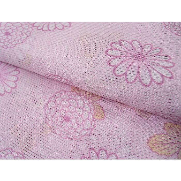 着物 単品 絽 夏 小紋 M L ピンク 菊 高級 国内染め 洗える着物 夏用