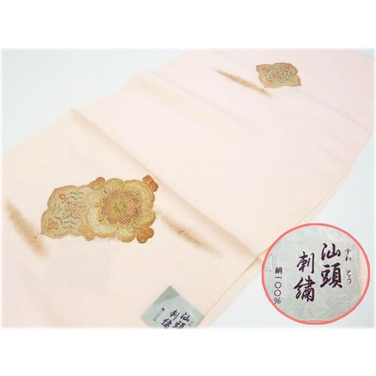 帯揚げ 帯あげ 正絹 スワトウ刺繍 ピンク 白 絹 おびあげ 着物 きもの 1点までメール便可_4