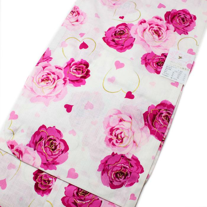 浴衣♡白地にピンク薔薇柄〜SEIKO MATSDA タグ付き未使用品】SEIKO