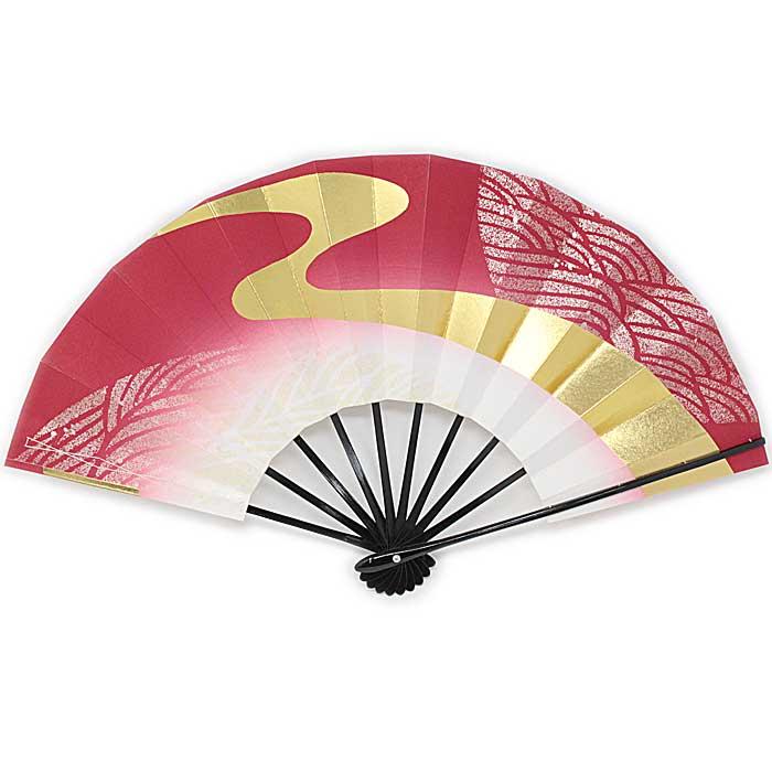 舞扇子 赤 金 流水 波 日本製 日本舞踊 扇子箱付 (g花3115 舞扇子 赤 金 流水 波 日本製 日本舞踊 扇子箱付 (g花3115