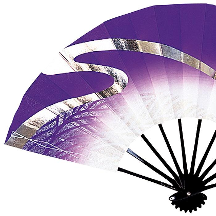 舞扇子 紫 ぼかし 流線 波 青海波 扇子箱付 日本製 日本舞踊 （o舞2237