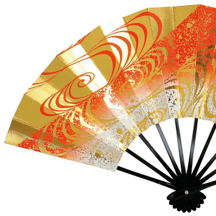 舞扇子 朱赤 金 扇子箱付 日本製 日本舞踊 (o舞2276) オレンジ 舞扇子 朱赤 金 扇子箱付 日本製 日本舞踊 (o舞2276) オレンジ