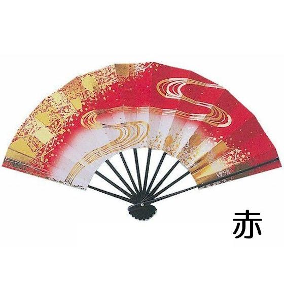 舞扇子 赤 黒 金 流水 日本製 舞踊 扇子 舞扇 踊り （竹1328-29