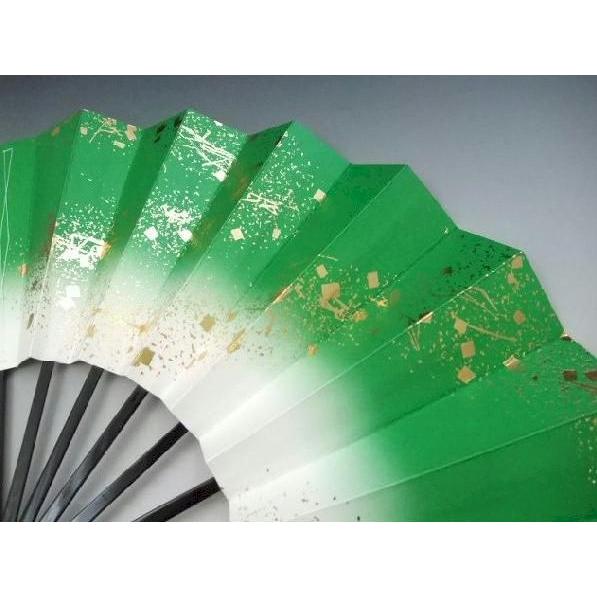 舞扇子 流水 緑 黒塗り 日本製 日本舞踊 （g愛1203） 安い 舞扇 踊り