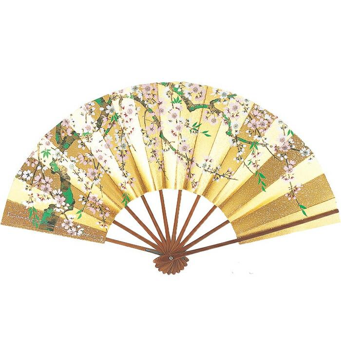 舞扇子 金砂子地 桜 煤竹 スス竹骨 日本製 (te422) 9寸5分 舞扇子 金砂子地 桜 煤竹 スス竹骨 日本製 (te422) 9寸5分