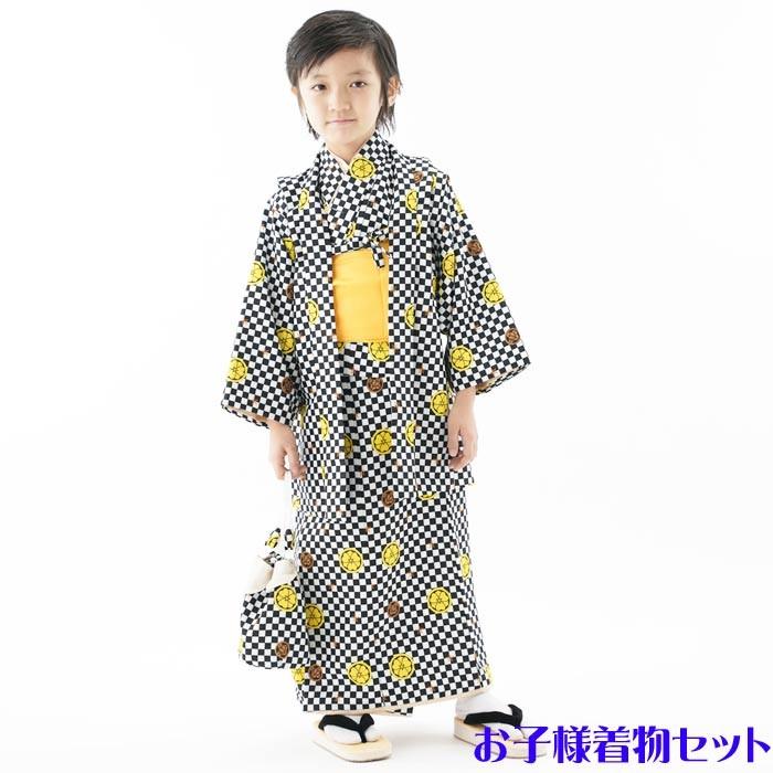 お子様 着物 ７点 セット 男の子 家紋 1 黒白 市松 家紋 お正月 晴れ着 晴着 男児 きものセット 着物セット 3才 4才 5才 6才 7才 8才 9才 10才 E 浅草きもの市 通販 Yahoo ショッピング