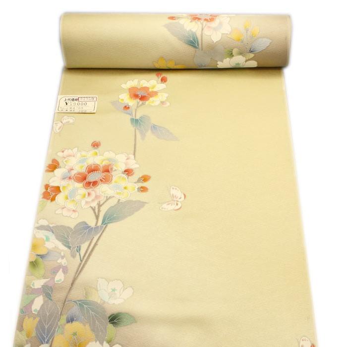 新素材新作 草花 着物 シルック きもの 東レシルック その他着物 和装コート F 浅草きもの市 東レ 送料無料 着物 浴衣 枯野色 着物 附下 未仕立て 洗える着物 蝶 その他着物 和装コート