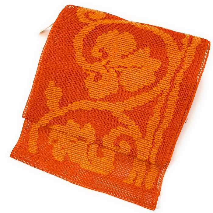 you様　本麻【 名古屋帯/紗 】麻　薔薇　バラ　草花　作家物　夏　夏帯　盛夏 本麻【 名古屋帯/紗 】麻 薔薇 バラ 草花 作家物 夏物 夏 夏帯 盛夏