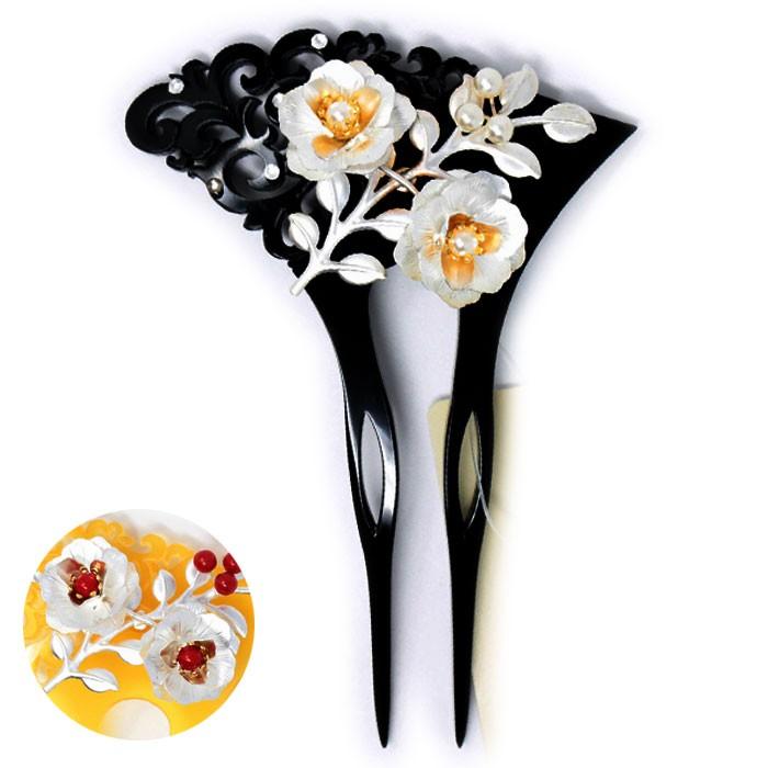 かんざし 花 バチ型 黒台 卵甲 髪飾り 浴衣 着物 きもの 簪 ヘアアクセサリー 和装 かみ飾り 1点までメール便可 H 浅草きもの市 通販 Yahoo ショッピング
