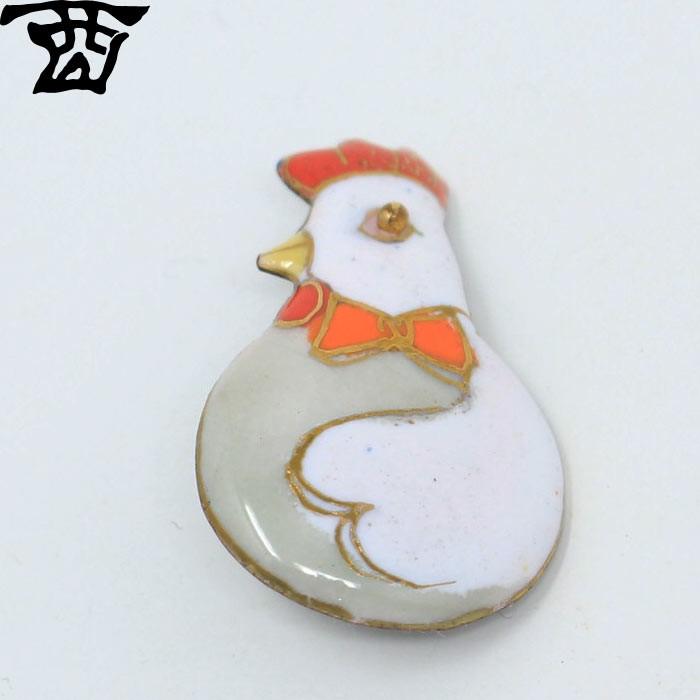干支 ピンバッジ 七宝焼き 酉 にわとり 鶏 とり 鳥 トリ ブローチ 