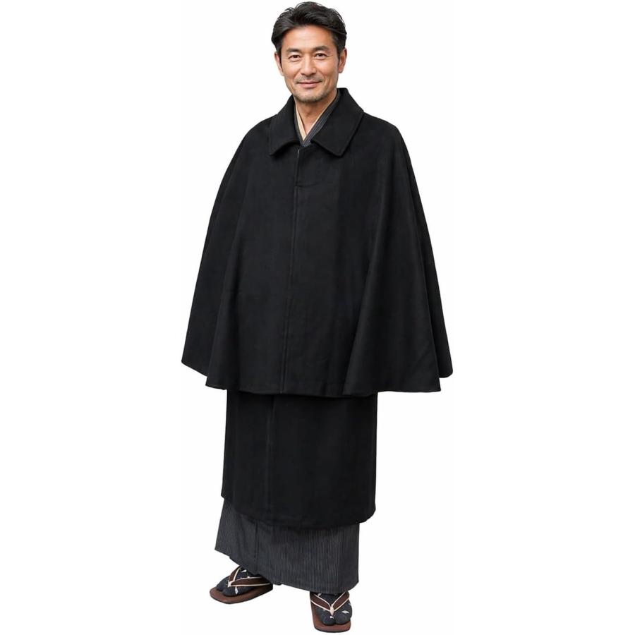 トンビ コート 紳士 トンビコート ウール混 M L LL メンズ 着物