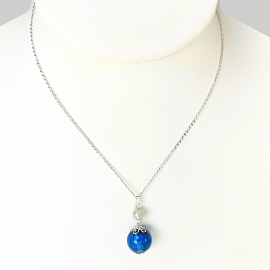蓄光 ホタルガラス silver925 ネックレス 16 mm オーシャン