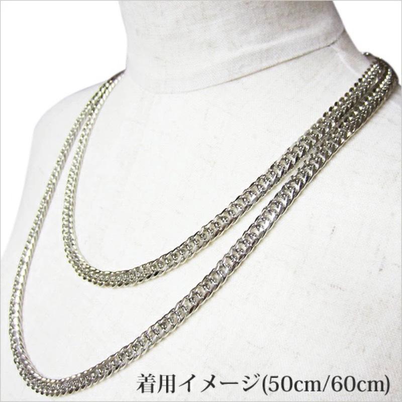 ダブル喜平ネックレス ４面カット ロジウム/18金コーティング 7mm　50cm/60cm 太め メンズ｜asakusatigres｜05