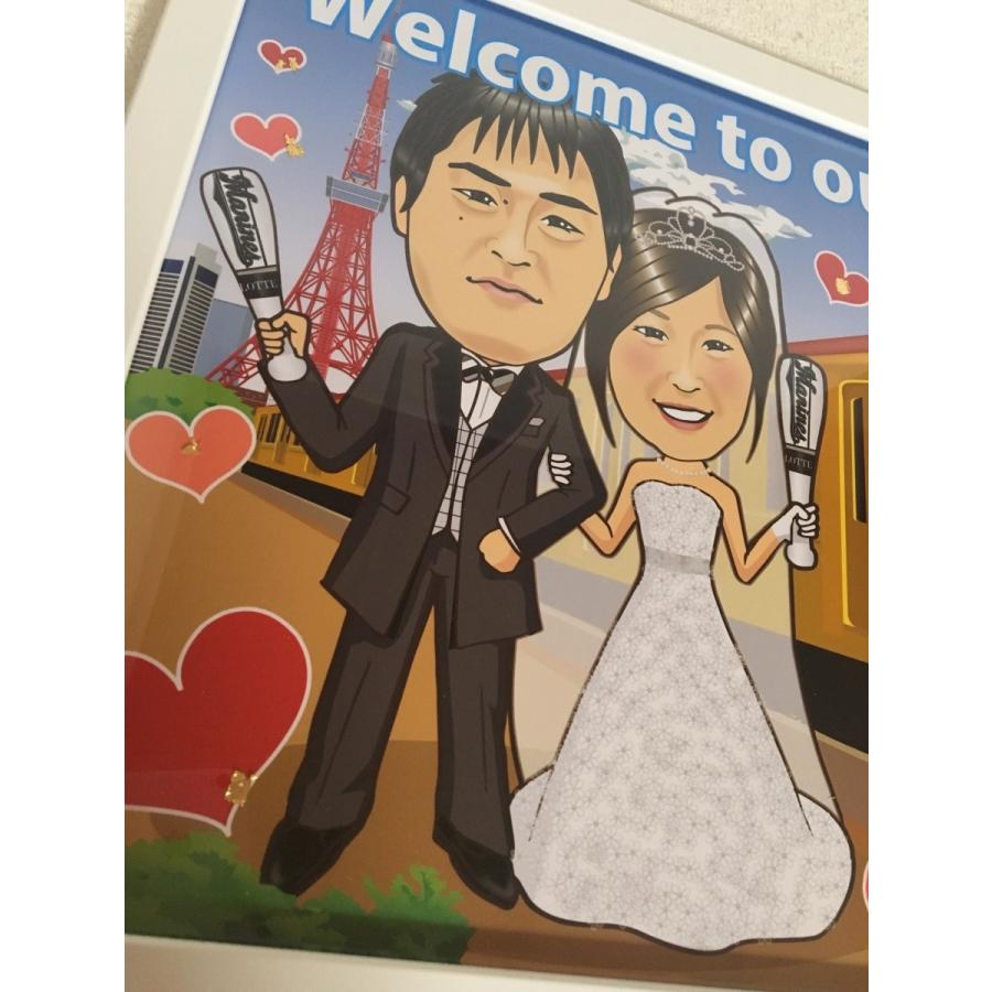 A4アクリル額装ウェルカムボード 似顔絵 筆文字 A4アクリル額装ウェルカムボード 似顔絵 筆文字