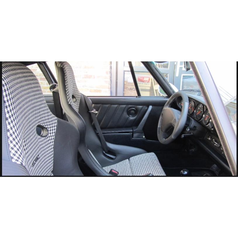 レストア用シート生地　ポルシェ・ぺピタ(Pepita)　ホワイト／ブラック