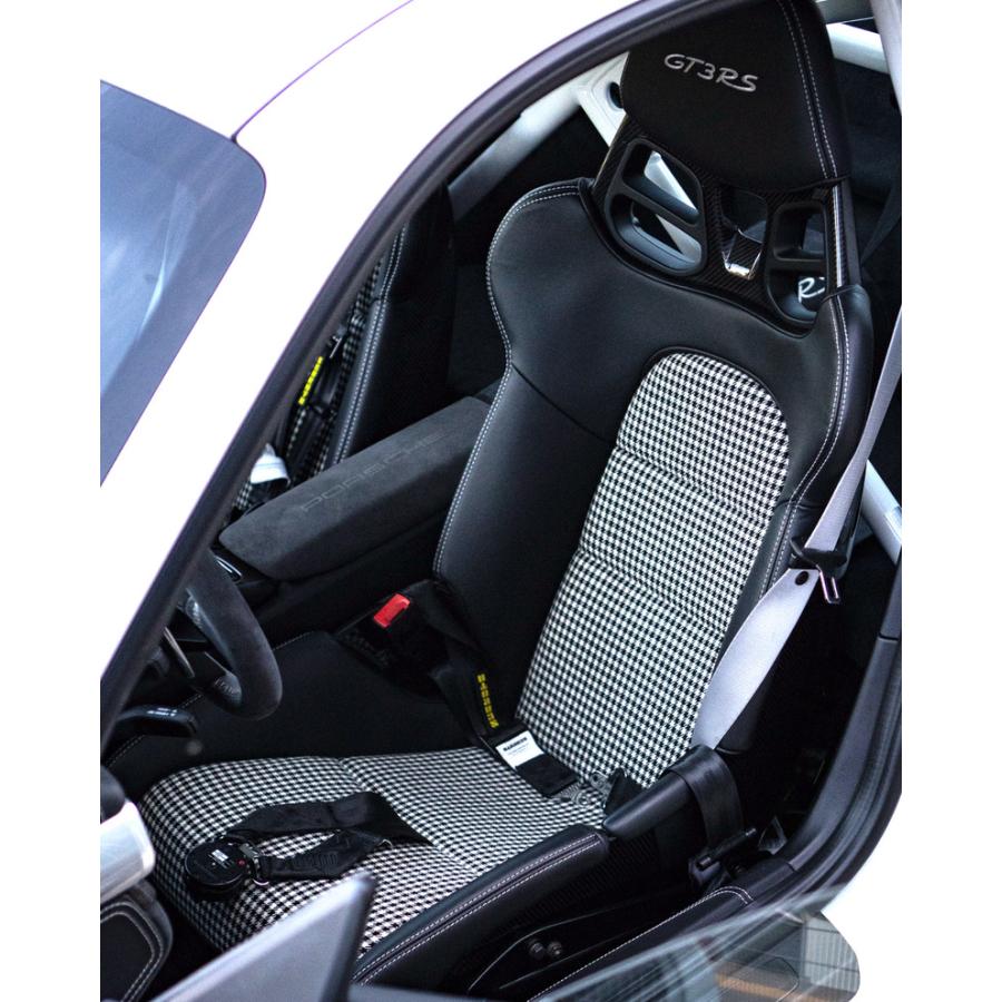 レストア用シート生地　ポルシェ・ぺピタ(Pepita)　ホワイト／ブラック