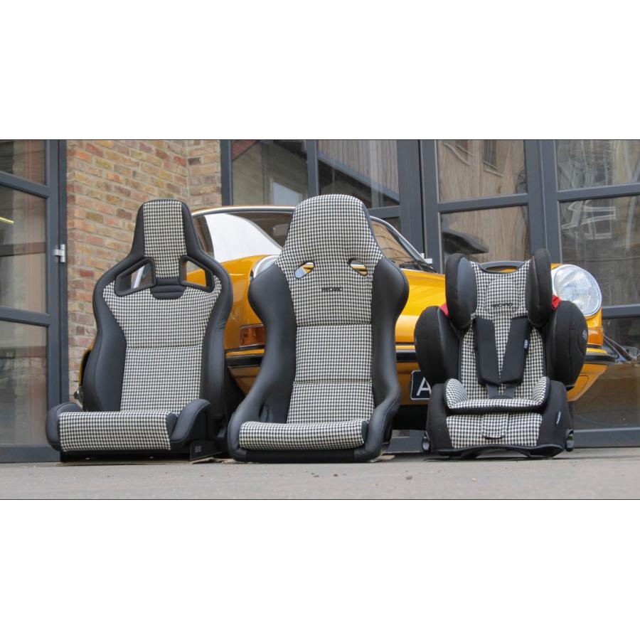 レストア用シート生地　ポルシェ・ぺピタ(Pepita)　ホワイト／ブラック