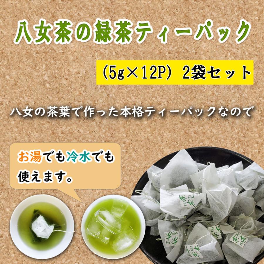 送料無料 八女茶 緑茶ティーパック5ｇ×15袋 2本セット  お茶 煎茶 八女産 福岡 九州 ティーバック お湯 水出し 5ｇ 深蒸し｜asanoen-yametea｜02