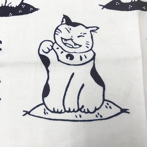 手ぬぐい 七福まねき】招き猫 開運 商売繁盛 ネコ 注染手拭い 日本製