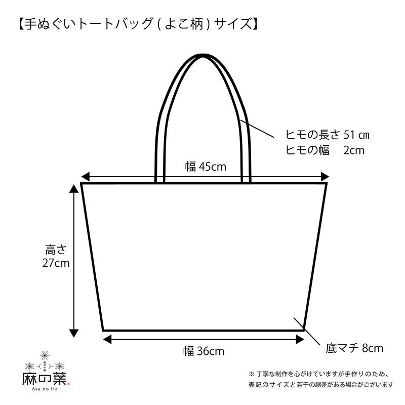 【手ぬぐいエコバッグ 神奈川沖浪裏】レジ袋 トートバッグ マルシェバッグ お稽古バッグ サブバッグ/浮世絵 葛飾北斎/おしゃれ かわいい 和柄/アート蒼｜asanoha-shop｜03