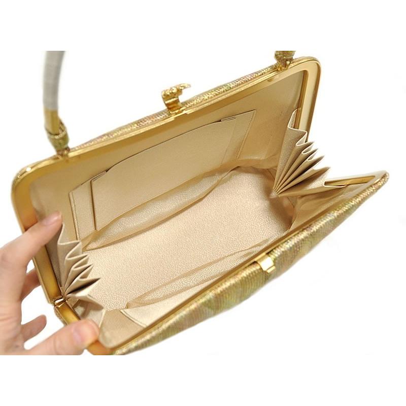 女物 浅野屋オリジナル、正絹 組紐 バッグ -ゴールド系-［ 0602-283