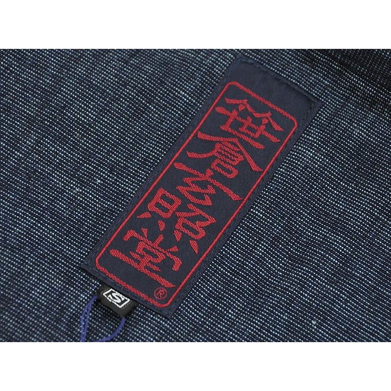 玄照堂 藍染 ピンチェック縞 作務衣 -藍色系/ S・M・L・LLサイズ