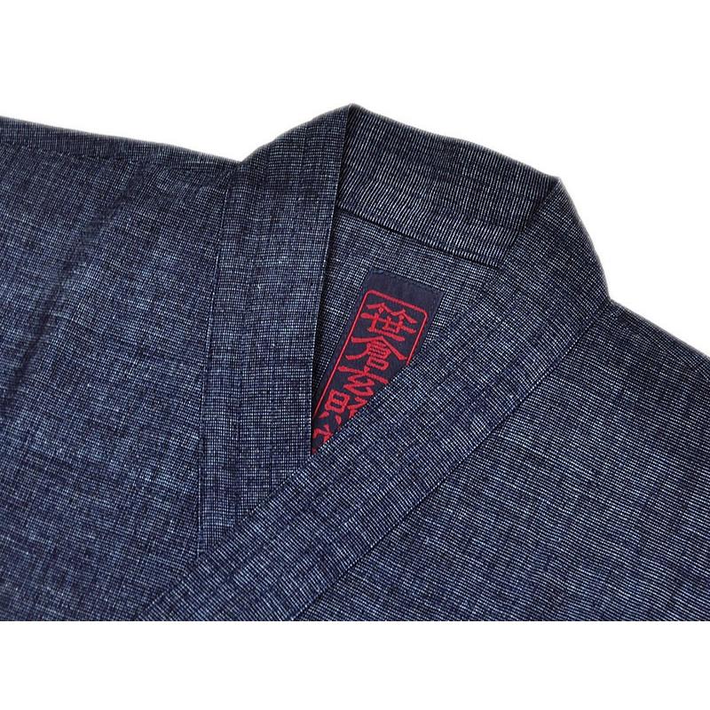 玄照堂 藍染 ピンチェック縞 作務衣 -藍色系/ S・M・L・LLサイズ