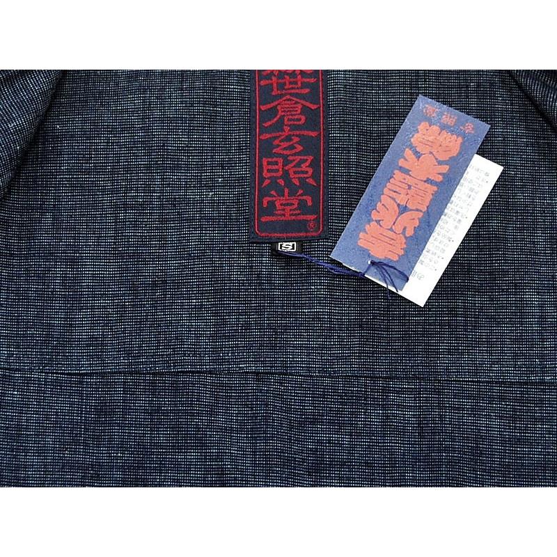 玄照堂 藍染 ピンチェック縞 作務衣 -藍色系/ S・M・L・LLサイズ