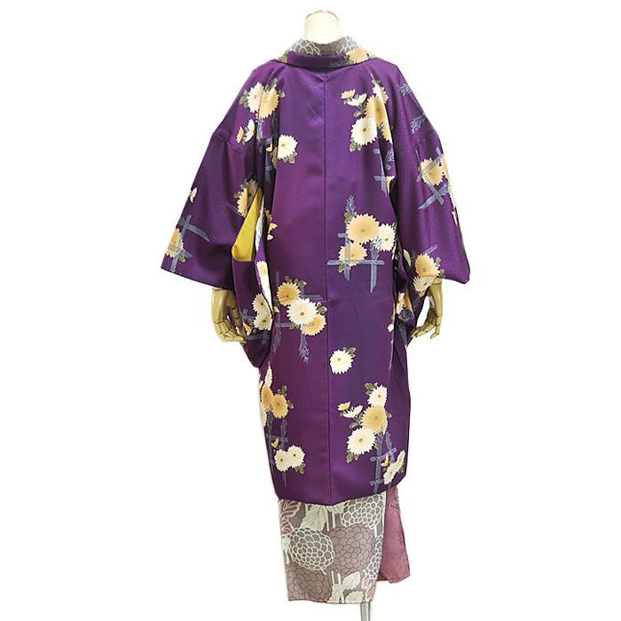 女物 n.taguchi 仕立上り ポリエステル 長羽織 -菊/紫系- ［ 0607-141