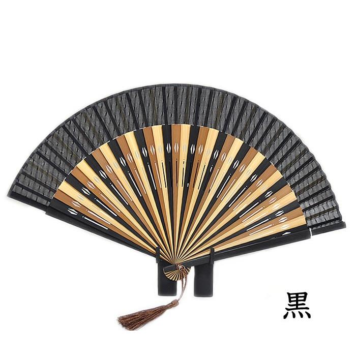 男物 三色骨扇子 無地 房飾り付き -焦げ茶・黒系- 全2色 [ 1705-2341