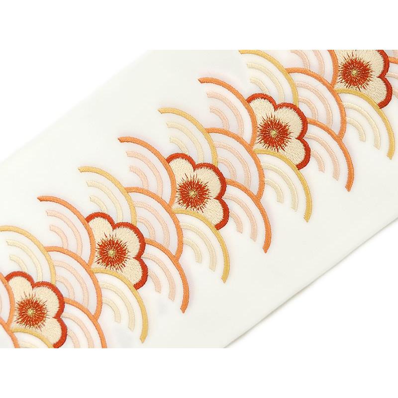 女物 ポリエステル 刺繍 半衿 -梅・青海波/黒・赤・白地- [ 1911-3125