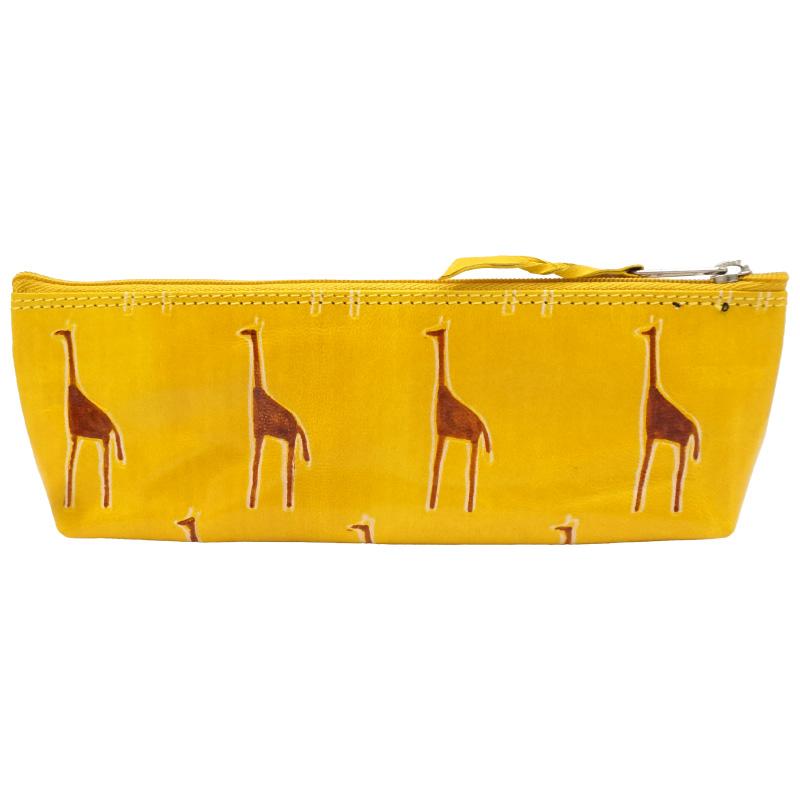 山羊革 ペンケース キリン柄（黄色）(メール便対応) |  | 01