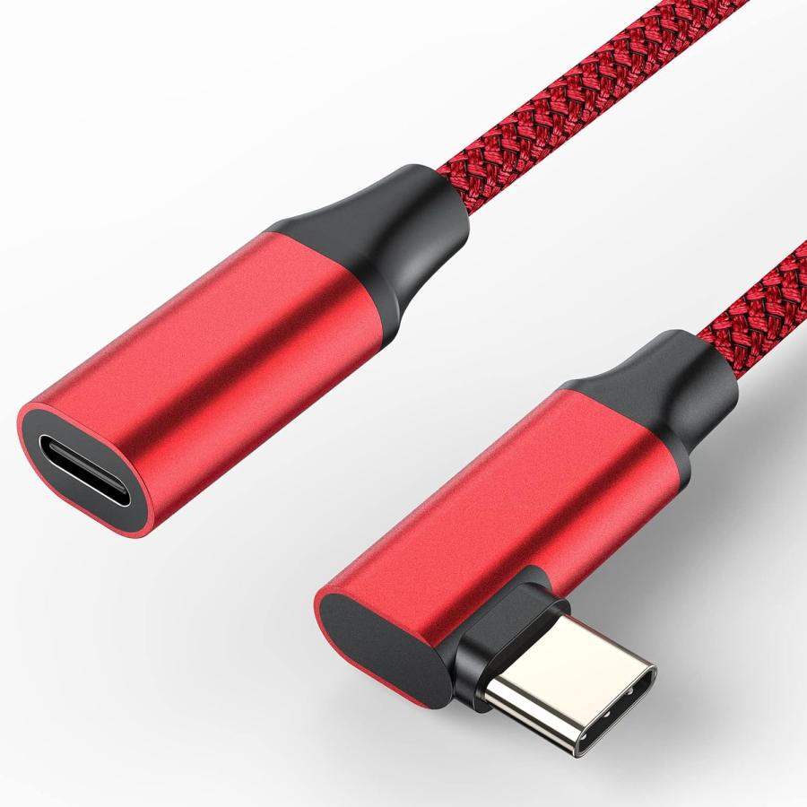 USB Type C 延長ケーブル L字型 1M, USB-C 延長 ケーブル 4K, ナイロン